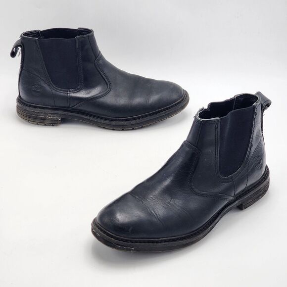 Timberland Chelsea Black Leather Boots Pull On Anti-Fatigue Men\'s Size 10 main image 8
